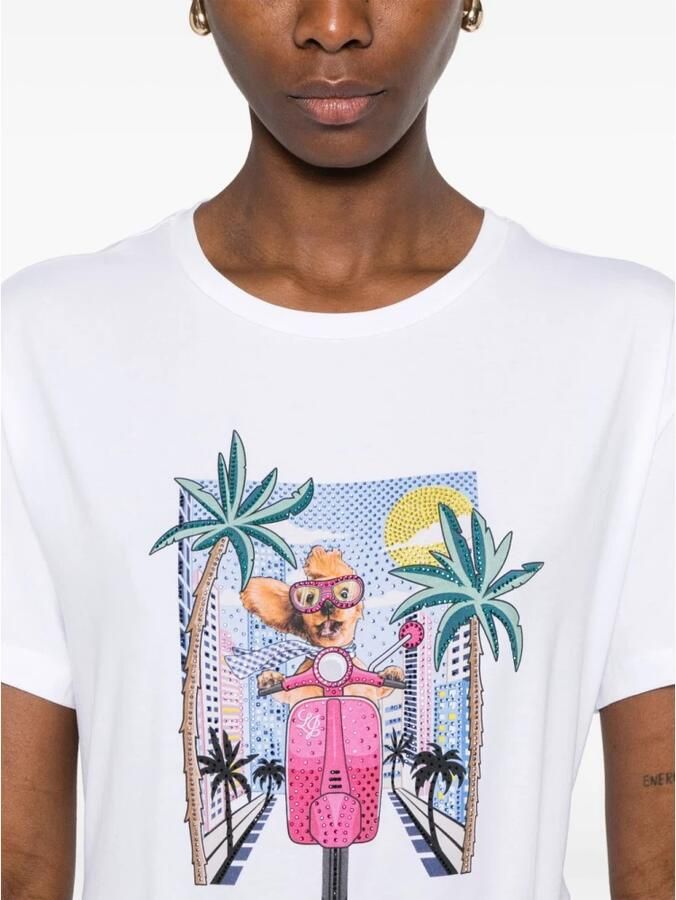 Liu Jo Grafische Print T-shirts met Crew Neck White Dames - Foto 2