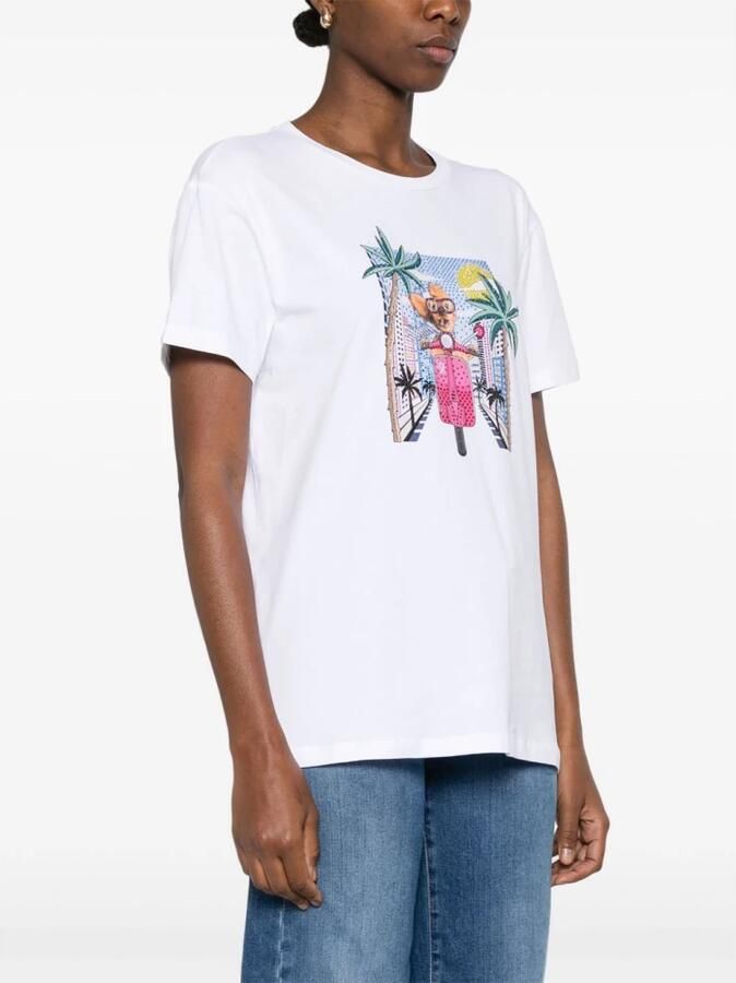 Liu Jo Grafische Print T-shirts met Crew Neck White Dames - Foto 4