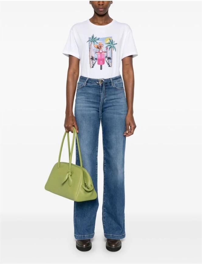 Liu Jo Grafische Print T-shirts met Crew Neck White Dames - Foto 5