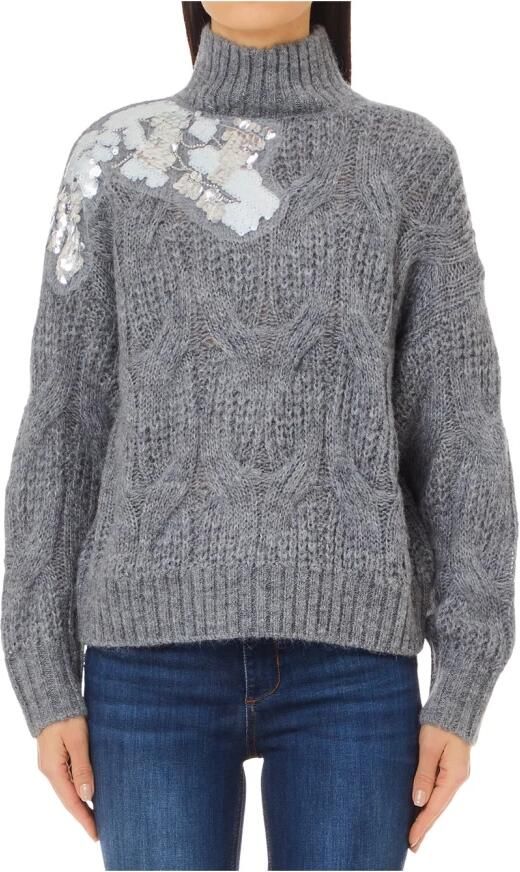 Liu Jo Grijze Trui met Gevlochten Pailletten Gray Dames - Foto 10