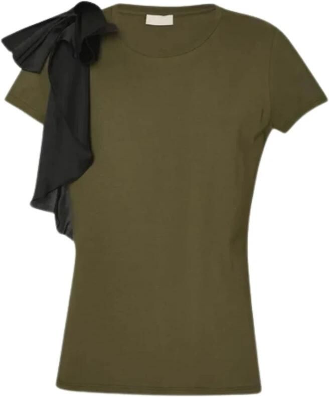Liu Jo Groene Ruche Katoenen T-Shirt Brown Dames