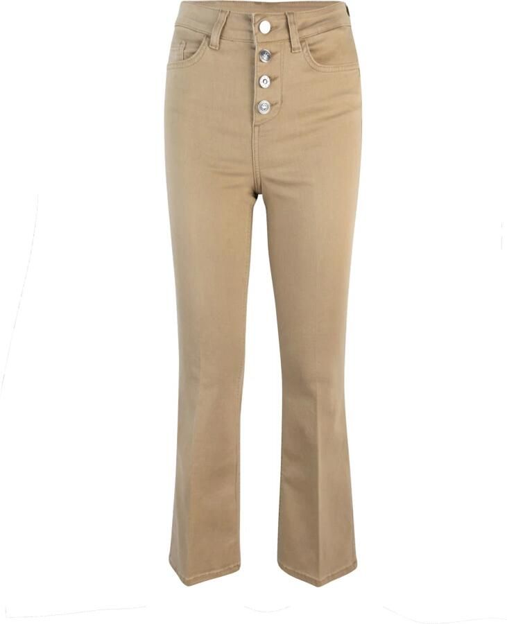 Liu Jo Hoge taille katoenen broek bottom up Beige Dames