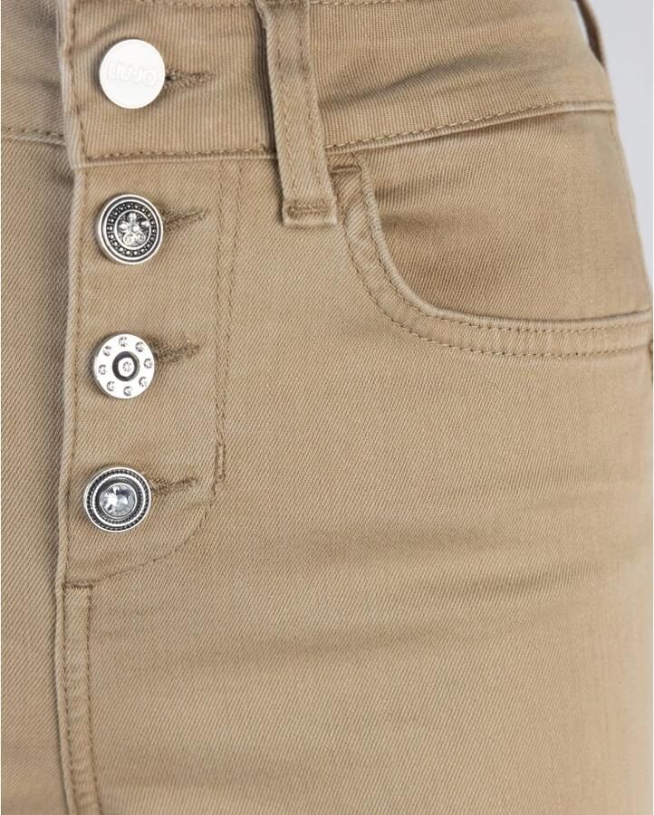 Liu Jo Hoge taille katoenen broek bottom up Beige Dames - Foto 2