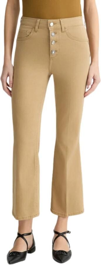 Liu Jo Hoge taille katoenen broek bottom up Beige Dames - Foto 7