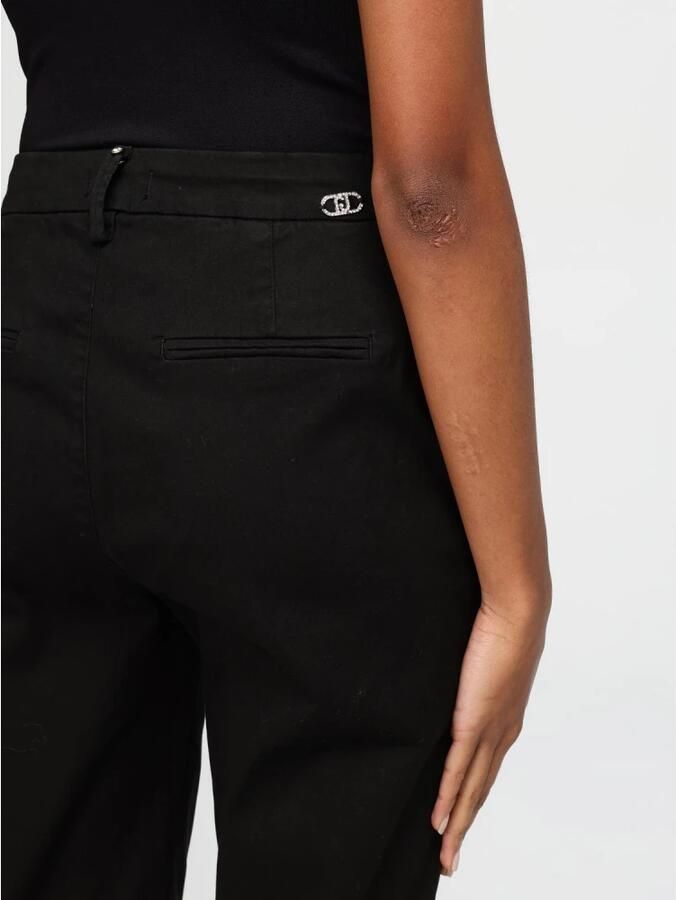 Liu Jo Katoenen satijnen chino broek Black Dames