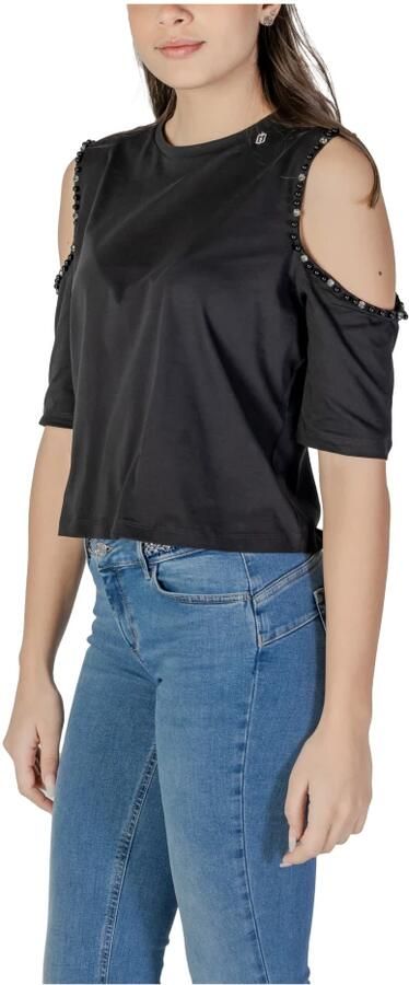 Liu Jo Katoenen T-shirt korte mouwen lente zomer Black Dames - Foto 2