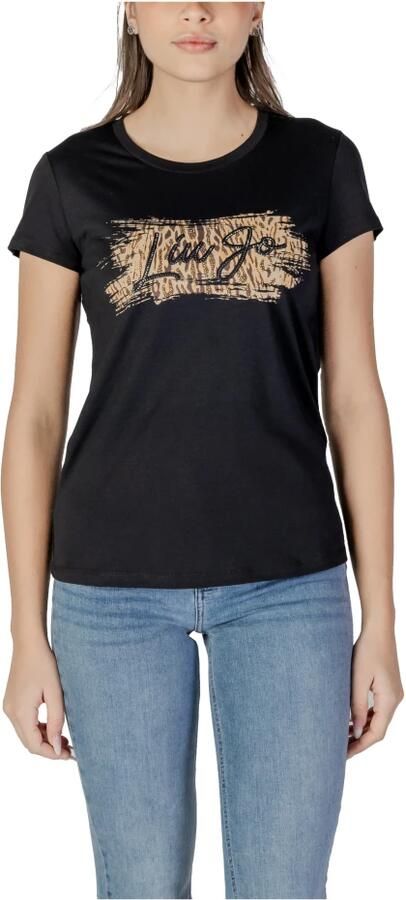 Liu Jo Katoenen T-shirt met korte mouwen Lente Zomer Black Dames - Foto 4