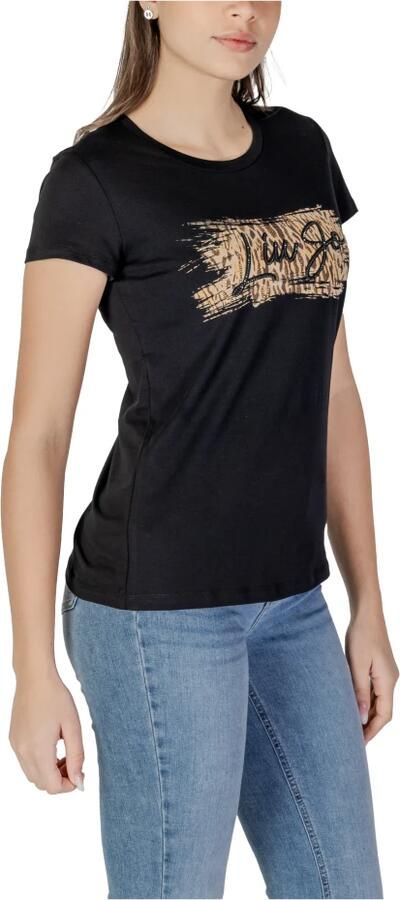 Liu Jo Katoenen T-shirt met korte mouwen Lente Zomer Black Dames
