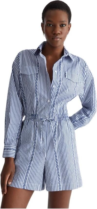 LIU JO Dames Jumpsuits Popeline Stampa Tp Dress Blauw wit Gestreept - Foto 4