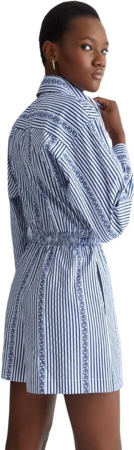 LIU JO Dames Jumpsuits Popeline Stampa Tp Dress Blauw wit Gestreept - Foto 5