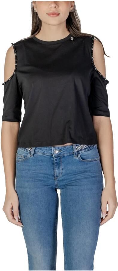 Liu Jo Katoenen T-shirt korte mouwen lente zomer Black Dames
