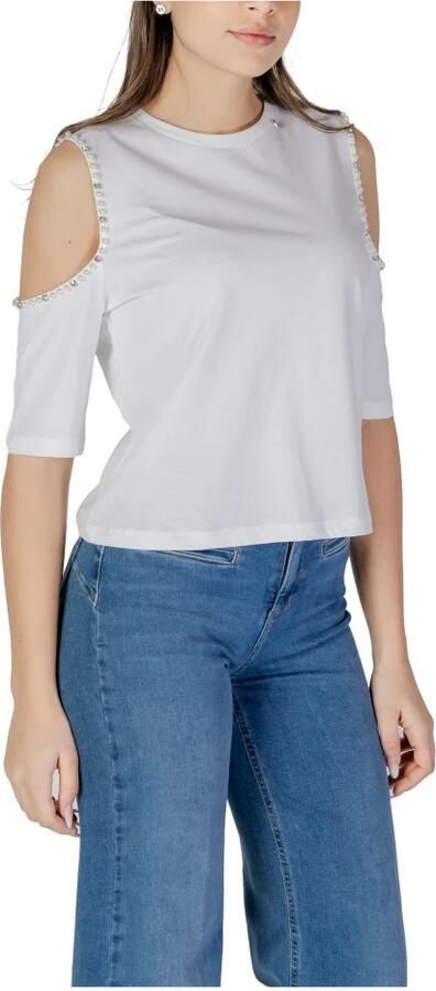 Liu Jo Korte mouw katoenen T-shirt collectie White Dames