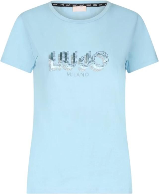 Liu Jo Lichtblauw Katoenen T-shirt Korte Mouw Blue Dames - Foto 4