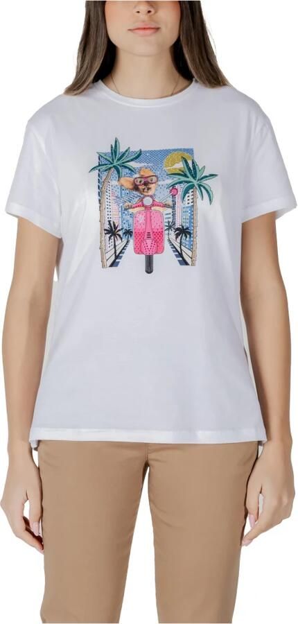 Liu Jo Grafische Print T-shirts met Crew Neck White Dames - Foto 6