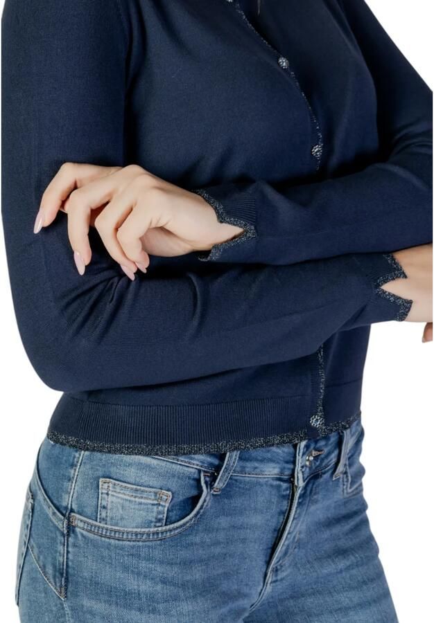 Liu Jo Blauwe Open Gebreide Vest Blue Dames