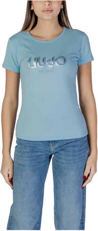 Liu Jo Lichtblauw Katoenen T-shirt Korte Mouw Blue Dames