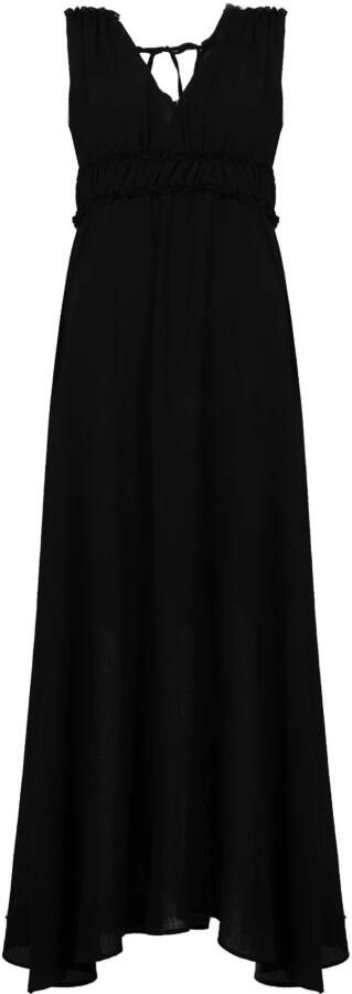 Liu Jo Maxi Jurk met V-hals en Ruches Zwart Dames - Foto 4