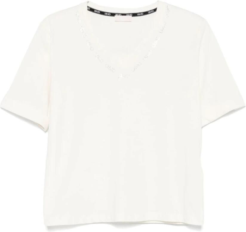 Liu Jo MultiColour V-hals T-shirts en Polos White Dames - Foto 4