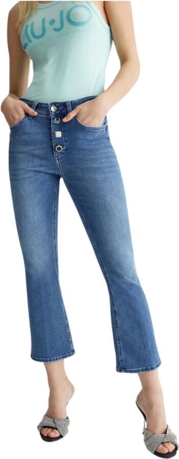 Liu Jo Blauwe Denim Flared Jeans met Kristalversiering Blue Dames - Foto 2