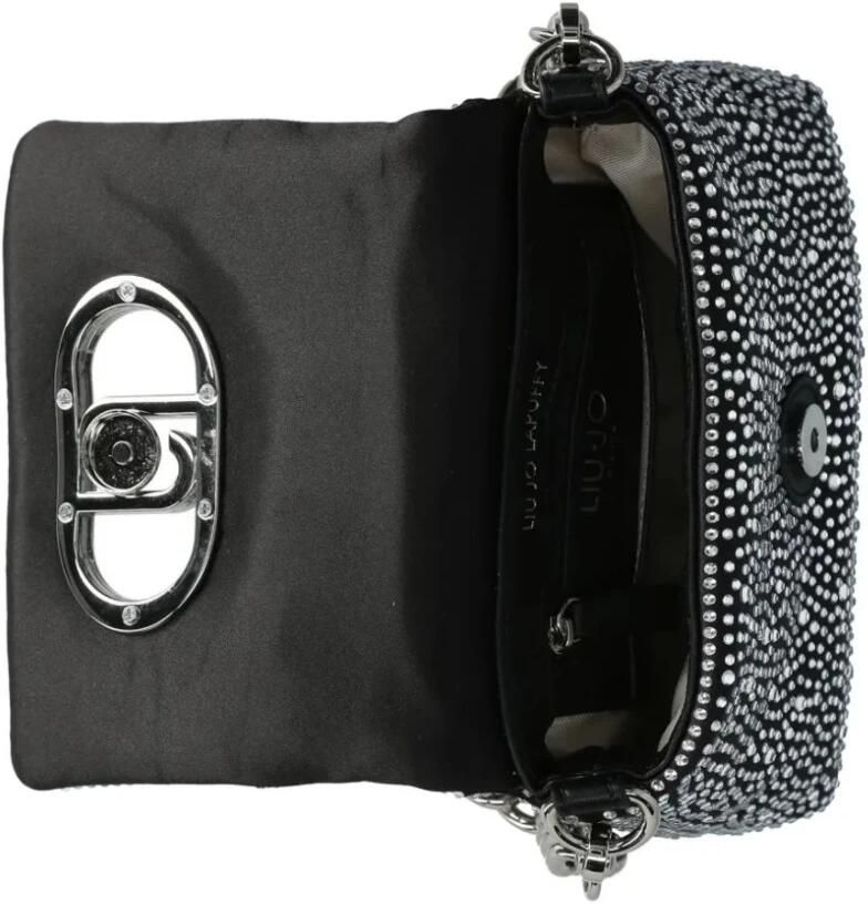 Liu Jo Puffy Satijnen Schoudertas met Strass Black Dames
