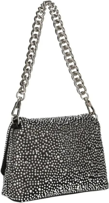 Liu Jo Puffy Satijnen Schoudertas met Strass Black Dames - Foto 3