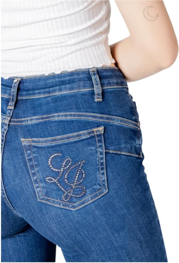 Liu Jo Hoge taille slim fit jeans met strass Blue Dames