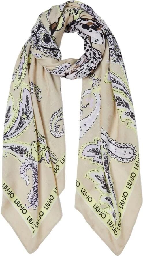 Liu Jo White Sjaal met all-over dierenprint en vierkant model - Foto 3