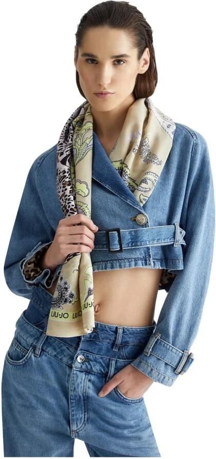 Liu Jo White Sjaal met all-over dierenprint en vierkant model - Foto 2