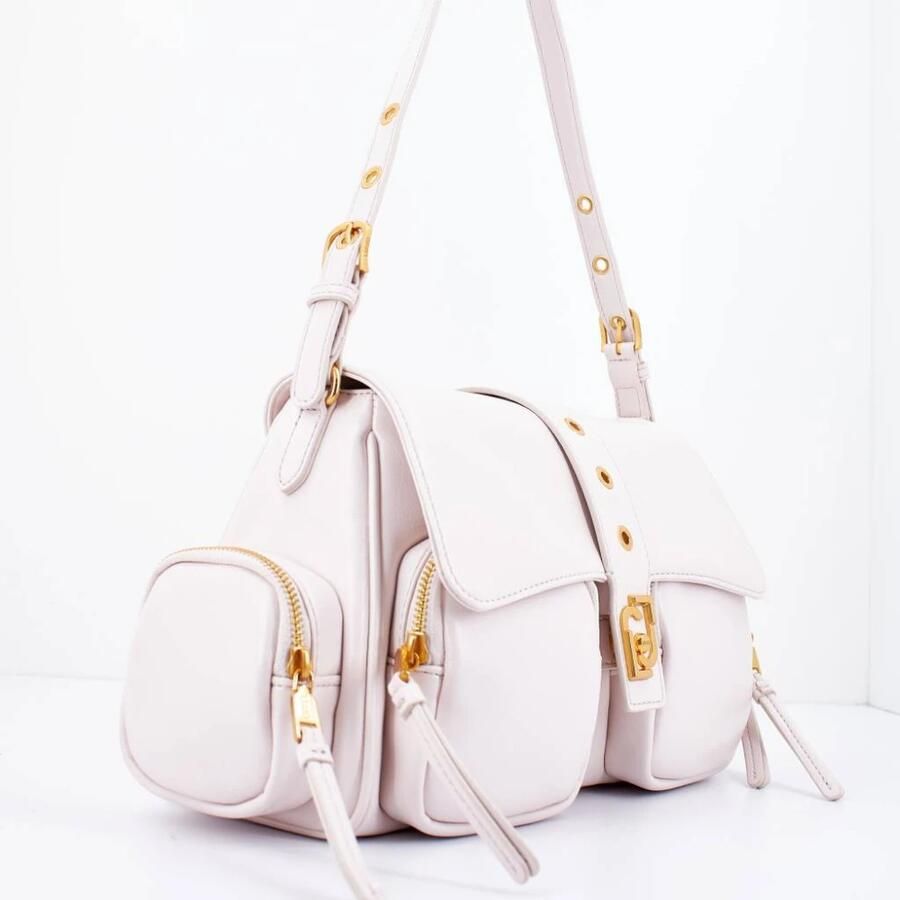 Liu Jo Beige Schoudertas van Imitatieleer met Goudkleurig Logo Beige Dames