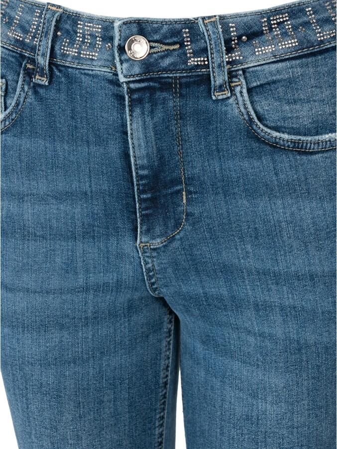 Liu Jo Slim-Fit Blauwe Jeans met Branding en Stenen Blauw Dames