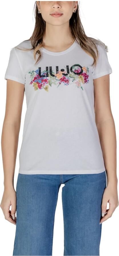 Liu Jo Korte mouw katoenen T-shirt lente zomer White Dames