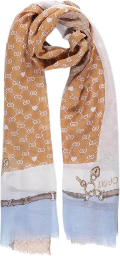 Liu Jo Stijlvolle Bedrukte Polyester Sjaal Beige Dames