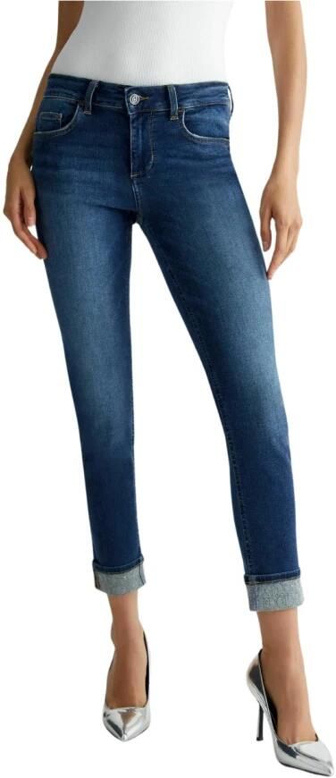 Liu Jo Skinny Jeans Monroe met Strass Stenen Blue Dames