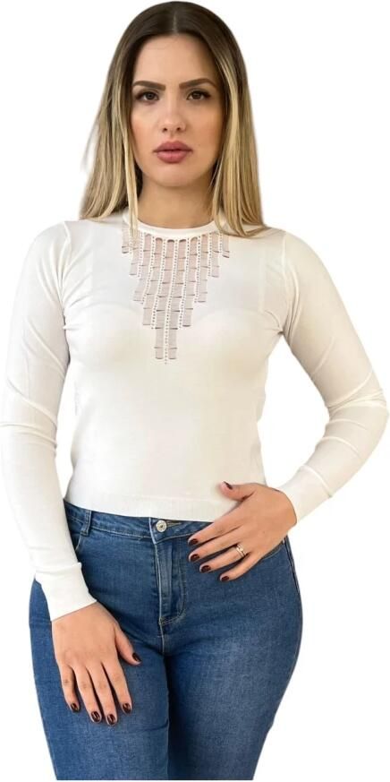 Liu Jo Stijlvolle Gebreide Top White Dames - Foto 3