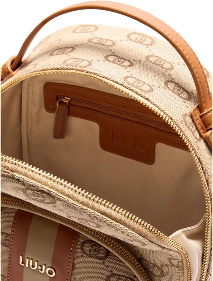 Liu Jo Jacquard rugzak met verstelbare bandjes Beige Dames - Foto 4