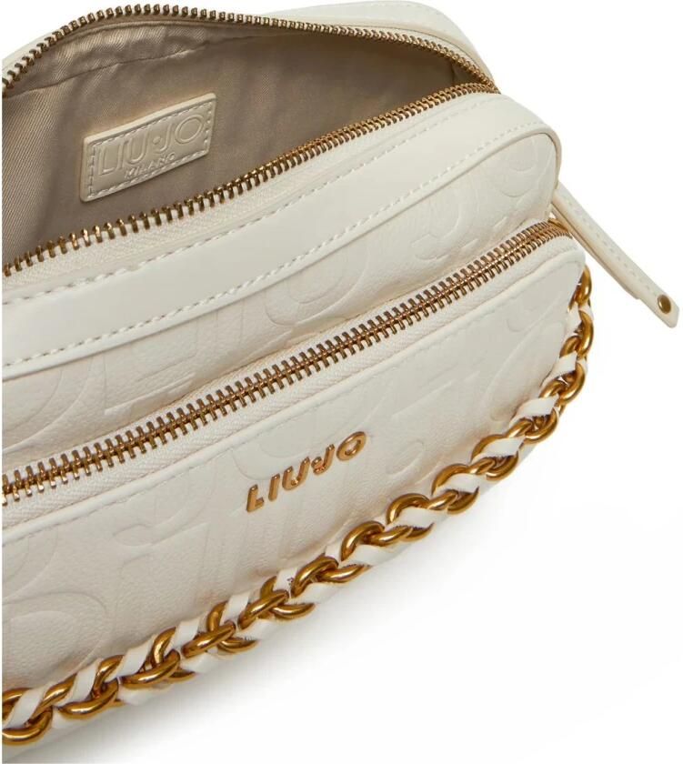 Liu Jo Elegante Ivoor Schoudertas met Gouden Details Beige Dames