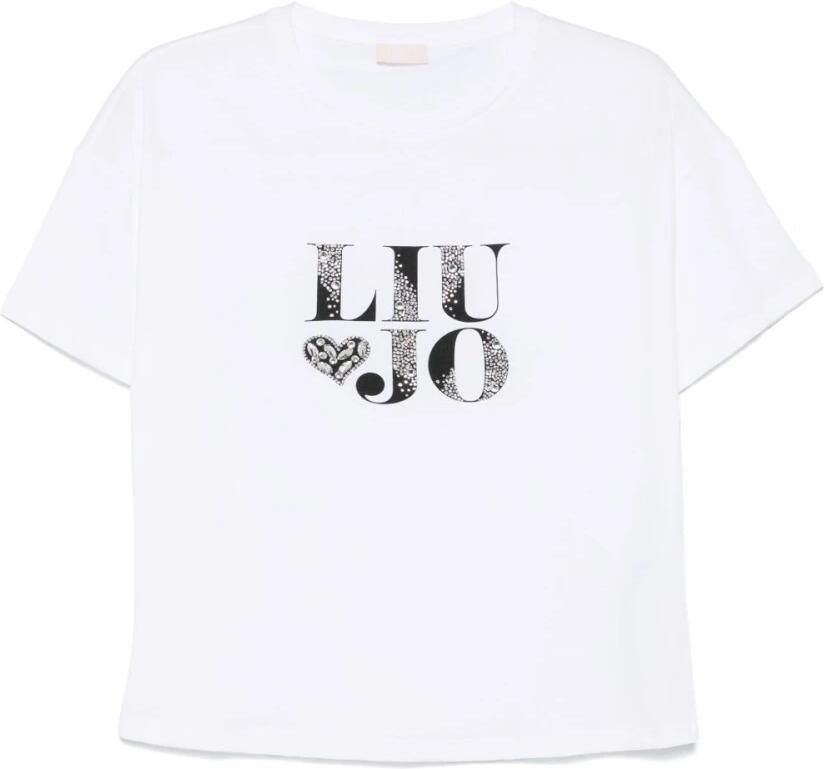 Liu Jo Katoenen T-shirt met korte mouwen voor vrouwen White Dames