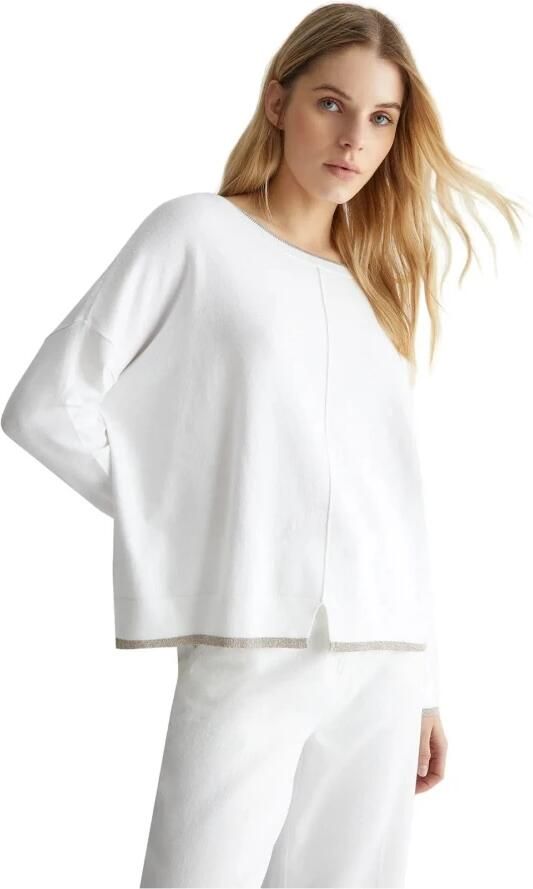 Liu Jo Witte Trui met Lurex Inzetstukken White Dames