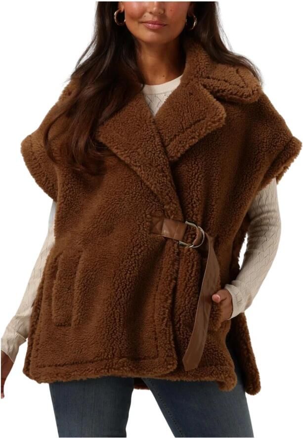 Liu Jo Bruine Faux-Shearling Double-Breasted Jas Brown Dames - Foto 3
