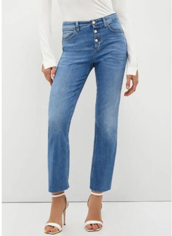 Liu Jo Cropped Denim Jeans met elastische inzet Blue Dames