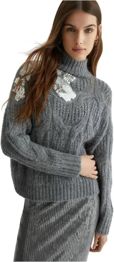 Liu Jo Grijze Trui met Gevlochten Pailletten Gray Dames - Foto 12