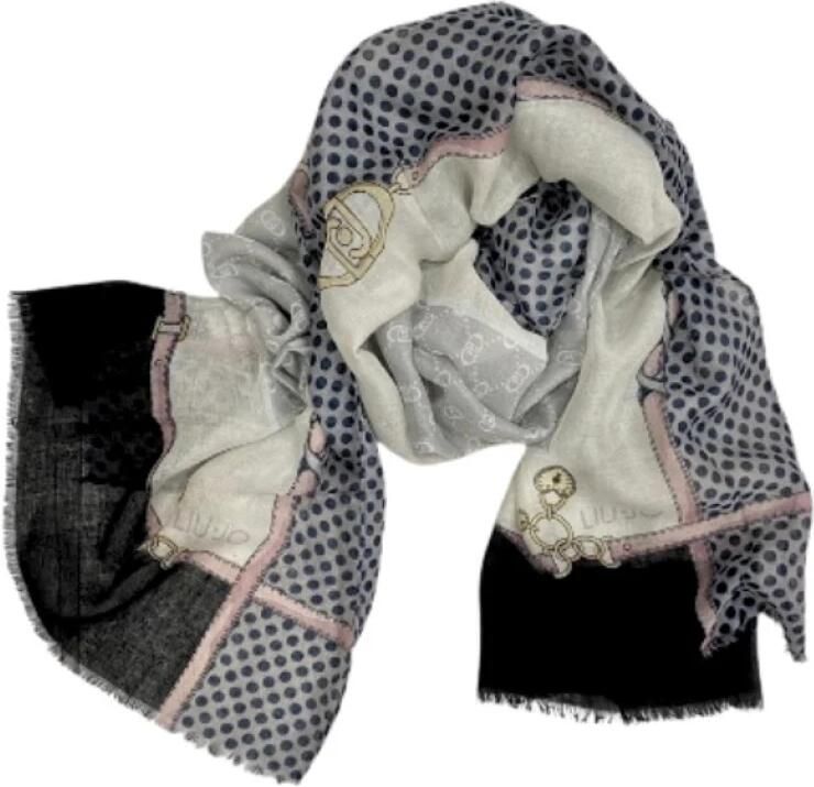 Liu Jo Elegante Bedrukte Polyester Sjaal Gray Dames - Foto 2