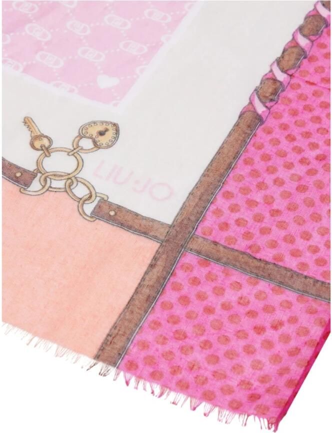 Liu Jo White Sjaal met franjes model 'VALENTINO' - Foto 2