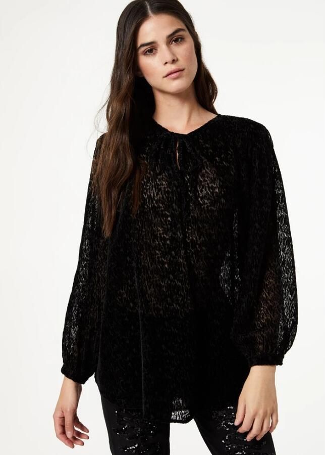 Liu Jo Velvet Devore Blouse Black Dames - Foto 4