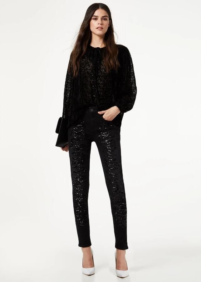 Liu Jo Velvet Devore Blouse Black Dames - Foto 5