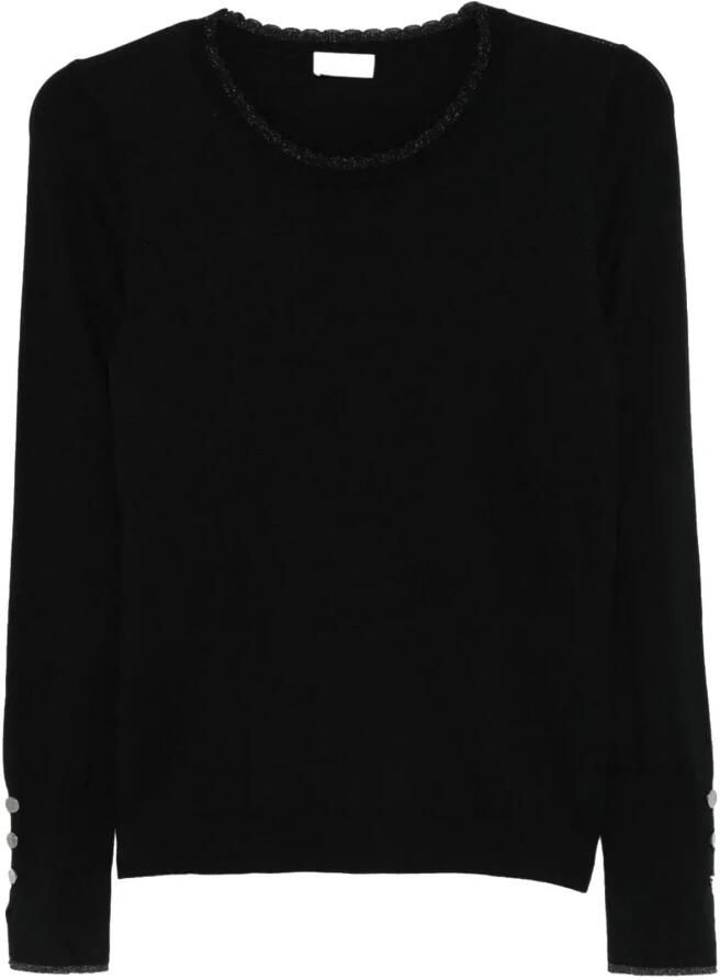 Liu Jo Geribbelde trui met ronde hals Black Dames - Foto 2