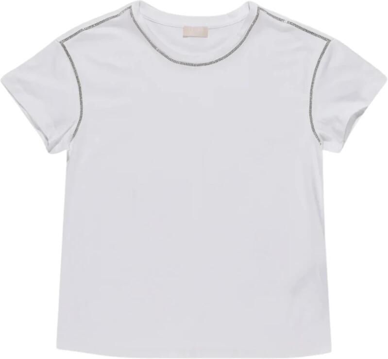 Liu Jo Elegante Rhinestone Ronde Hals T-Shirt White Dames