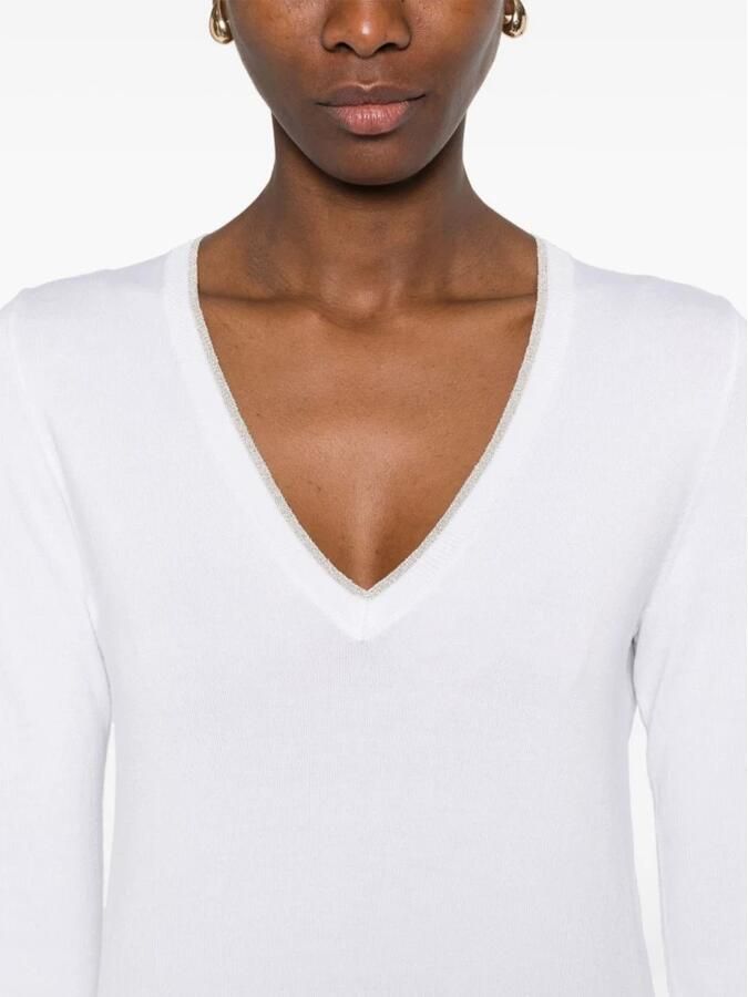 Liu Jo Witte V-hals Gebreide trui voor Vrouwen White Dames