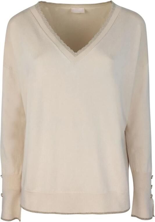 Liu Jo Witte Trui met Lurex Details White Dames