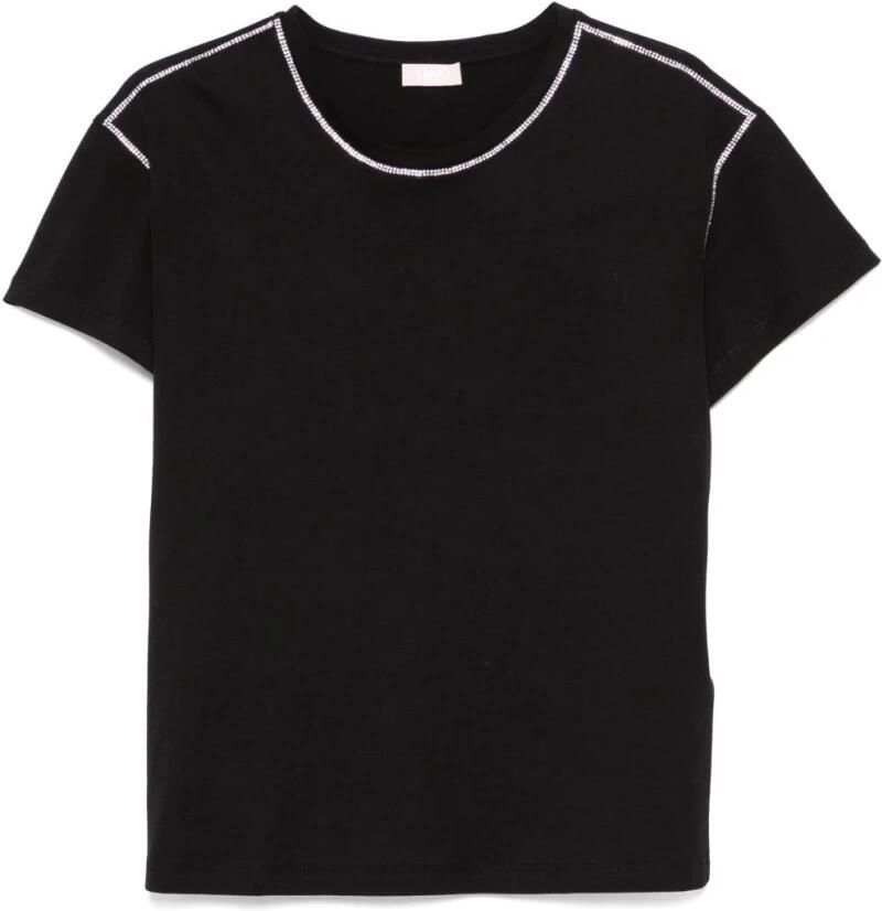 Liu Jo Korte mouw katoenen T-shirt lente zomer Black Dames
